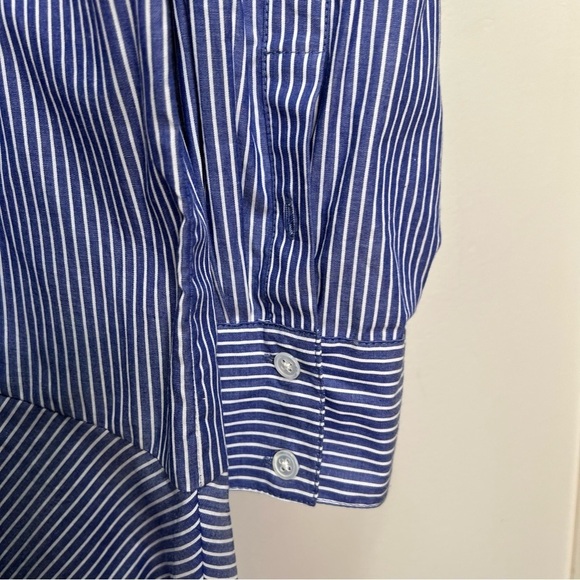 Veronica Beard Gilda Asymmetric Striped Cotton Shirt Size 10 - Picture 8 of 14